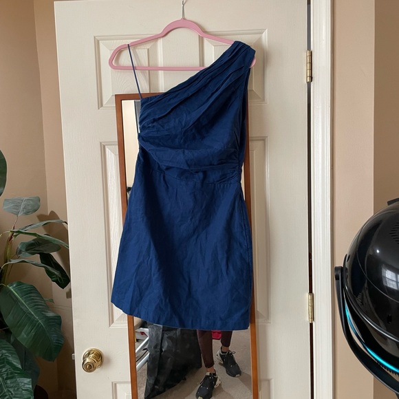 Abercrombie & Fitch Dresses & Skirts - One-Shoulder Navy Blue Linen Dress